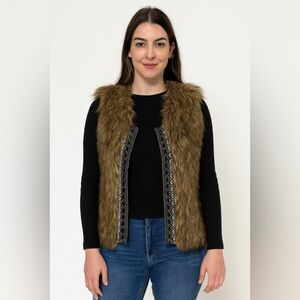 Miss Me Faux Fur Beaded Boho Sweater Vest